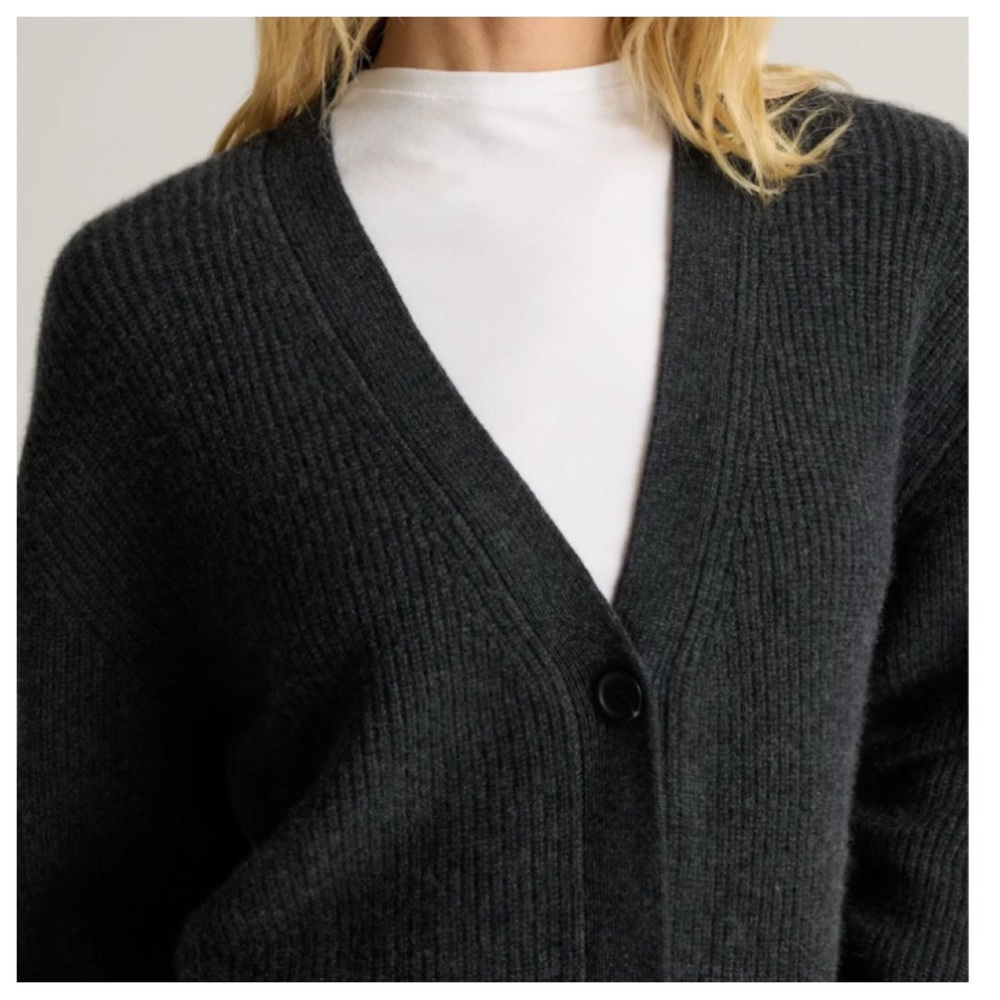 QUINCE Cashmere Oversized Boyfriend Cardigan Sweater LARGE NWT - Picture 5 of 14